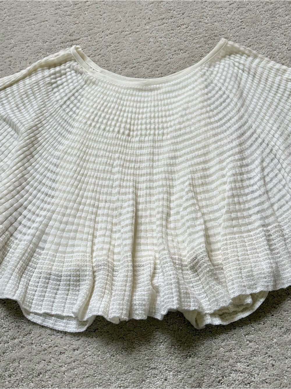 Free People Cream Waffle Knit Short Sleeve Top